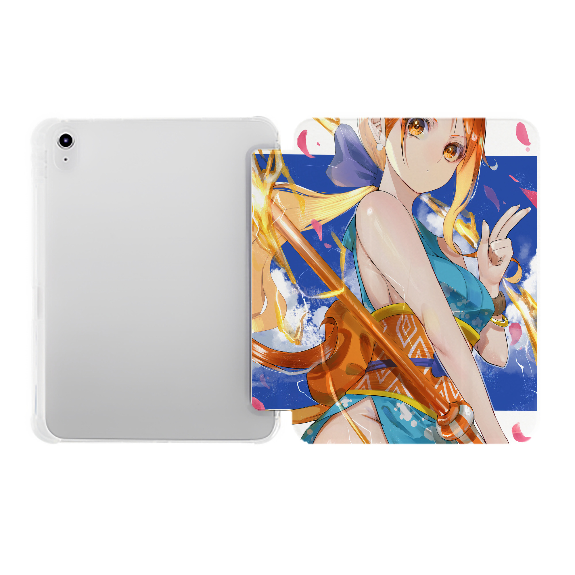 （画像用） ワンピース ONE PIECE IPad ケース ペン収納付き 三つ折りスタンド PUレザー×シリコン 対応機種9.5/10.5/10.9インチ